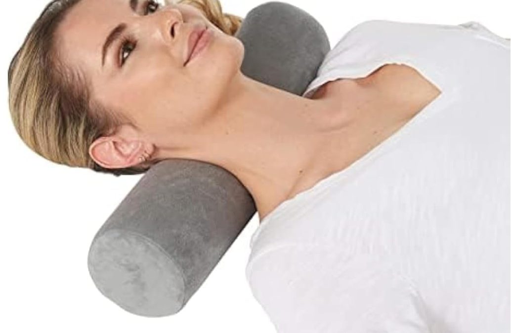 AllSett Health Almohada cervical de espuma viscoelástica para el cuello, almohada de refuerzo, soporte de cuello redondo para dormir, cojín para cama, piernas, espalda y Pilates
