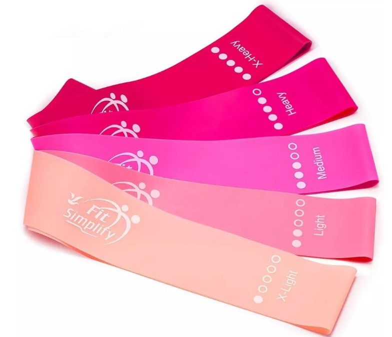 Bandas de ejercicios de bucle de resistencia de Fit Simplify con guía de instrucciones y bolsa de transporte, juego de 5