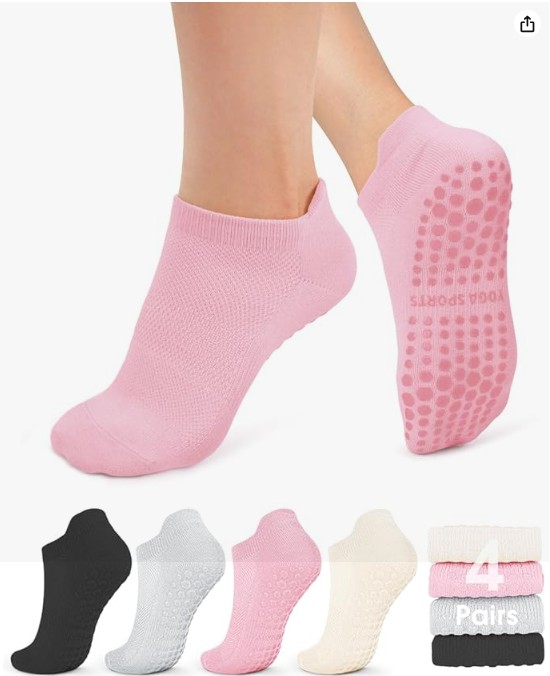 YeuG 4/6 pares de calcetines de pilates para mujer – Calcetines antideslizantes
