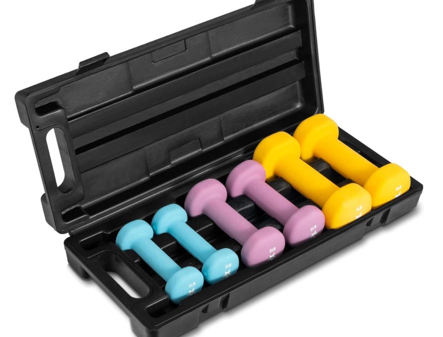 Yes4All Neoprene Coated Dumbbell Hand Weight Sets – Multiple Weight Options with Rack, Anti-roll, Anti-Slip, Hexagon Shape