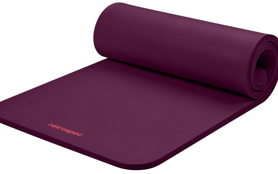 Retrospec Solana – Tapete para Pilates de 1 pulg de grosor con correa de nailon, unisex, antideslizante, para estiramiento, ejercicios en el suelo y entrenamiento físico