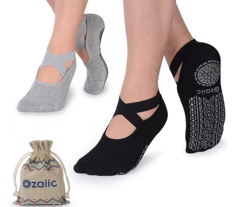 Ozaiic Calcetines de Pilates para Mujeres Antideslizantes con Agarre, Calcetines de Yoga con Agarres para Barre, Hospital, Ballet, Danza, Entrenamiento Descalzo
