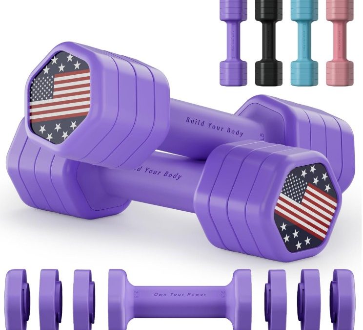 Zempox Adjustable Dumbbell Set of 2, 4 in 1 Hand Weights for Women at Home, 5 lb Weights Dumbbells set of 2, Each 2lb 3lb 4lb 5lb with TPU Soft Rubber Handle for Home Gym Exercise Training