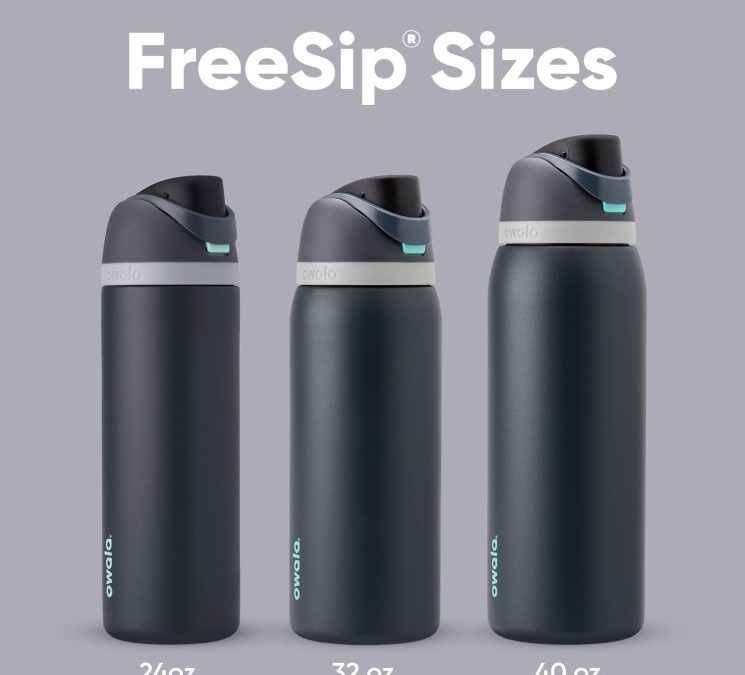 Owala FreeSip – Botella de agua aislada de acero inoxidable con popote, botella de agua deportiva sin BPA, ideal para viajes, 40 onzas, mezclilla